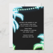 Neon Ggloing Palm Trees Beach Summer Party Kaart (Achterkant)