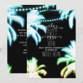 Neon Ggloing Palm Trees Beach Summer Party Kaart (Voorkant / Achterkant)