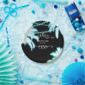 Neon Ggloing Palm Trees Beach Summer Party Papieren Bordje (Feest)