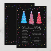 Neon Ggloing Trees Licht Kerst Kaart (Voorkant / Achterkant)