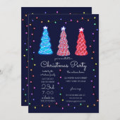 Neon Ggloing Trees Licht Kerst Kaart (Voorkant / Achterkant)