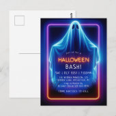 Neon Ghost Halloween Briefkaart (Voorkant / Achterkant)