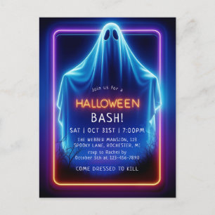 Neon Ghost Halloween Briefkaart