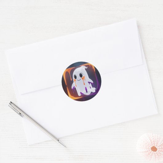 neon ghost-stickers ronde sticker (Envelop)
