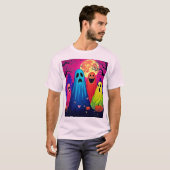 Neon Ghosts' Halloween-feestdesign T-shirt (Voorkant volledig)