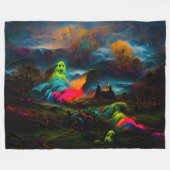 Neon Ghosts in a Haunted Fantasy Landscape Fleece Deken (Voorkant (Horizontaal))
