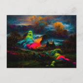 Neon Ghosts in een spookachtig fantasylandschap Briefkaart (Voorkant)