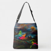 Neon Ghosts in een spookachtig fantasylandschap Crossbody Tas (Achterkant)