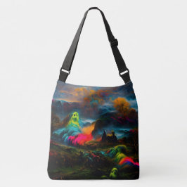 Neon Ghosts in een spookachtig fantasylandschap Crossbody Tas