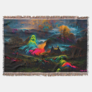 Neon Ghosts in een spookachtig fantasylandschap Deken