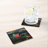 Neon Ghosts in een spookachtig fantasylandschap Kartonnen Onderzetters (Insitu)