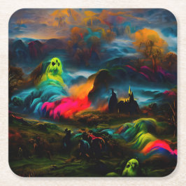 Neon Ghosts in een spookachtig fantasylandschap Kartonnen Onderzetters