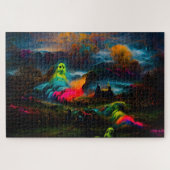 Neon Ghosts in een spookachtig fantasylandschap Legpuzzel (Horizontaal)