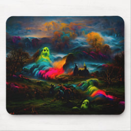 Neon Ghosts in een spookachtig fantasylandschap Muismat