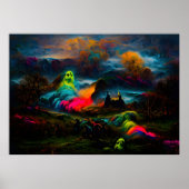 Neon Ghosts in een spookachtig fantasylandschap Poster (Voorkant)