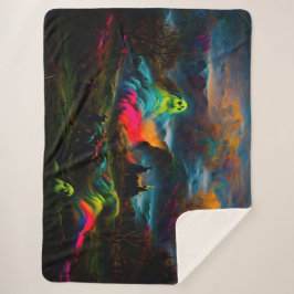 Neon Ghosts in een spookachtig fantasylandschap Sherpa Deken