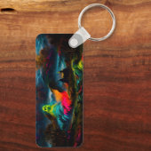 Neon Ghosts in een spookachtig fantasylandschap Sleutelhanger (Achterkant)