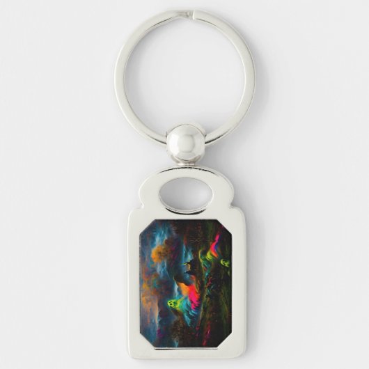 Neon Ghosts in een spookachtig fantasylandschap Sleutelhanger (Voorkant)