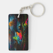 Neon Ghosts in een spookachtig fantasylandschap Sleutelhanger (achterkant)