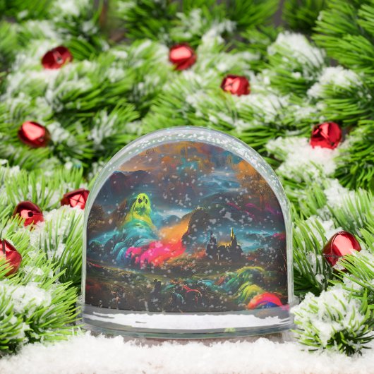 Neon Ghosts in een spookachtig fantasylandschap Sneeuwbol (Kerstmis)
