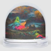 Neon Ghosts in een spookachtig fantasylandschap Sneeuwbol (Achterkant)