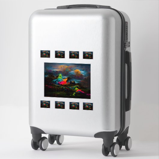 Neon Ghosts in een spookachtig fantasylandschap Sticker (Koffer)