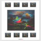 Neon Ghosts in een spookachtig fantasylandschap Sticker (Vel)