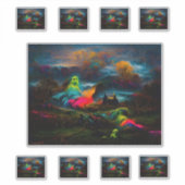 Neon Ghosts in een spookachtig fantasylandschap Sticker (Voorkant)