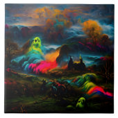 Neon Ghosts in een spookachtig fantasylandschap Tegeltje (Voorkant)