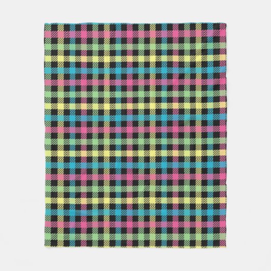 Neon Gingham Fleece Deken (Voorkant)