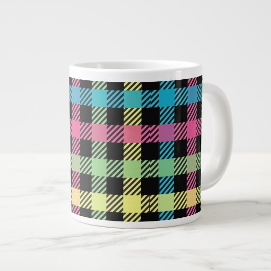Neon Gingham Grote Koffiekop (Voorkant rechts)