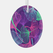 Neon Gingko Bladeren: Heldere bloemen. Glas Ornament (Voorkant Rechts)