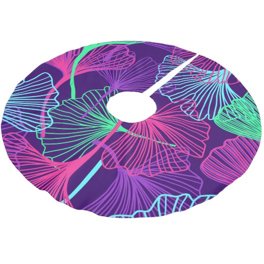 Neon Gingko Bladeren: Heldere bloemen. Kerstboom Rok (Gekanteld)