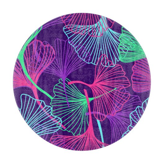 Neon Gingko Bladeren: Heldere bloemen. Snijplank (Voorkant)