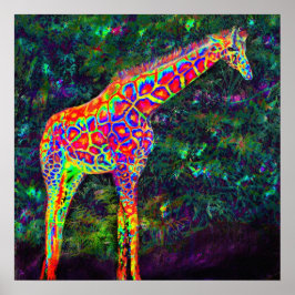 neon giraffe poster