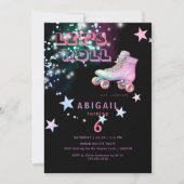 Neon Girl Let's Roll Schaatsen Verjaardagsfeestje Kaart (Voorkant)