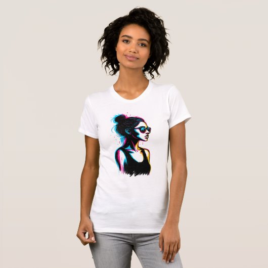 Neon Girl Profile Graphic Tee T-shirt (Voorkant volledig)
