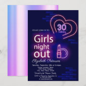 Neon Girls Night Out 30th Birthday Party Kaart (Voorkant / Achterkant)