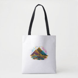 Neon Giza Piramides Lijn Kunst Boodschappentas Tote Bag