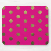 Neon Glam Faux Gold Polka Dots Modern Mousepad