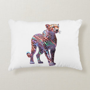 Neon Glas Cheetah Kunst – Kleurrijke Energie Snelh Accent Kussen