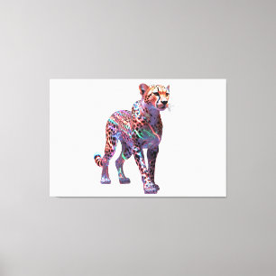 Neon Glas Cheetah Kunst – Kleurrijke Energie Snelh Canvas Afdruk