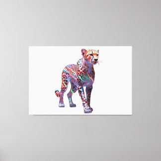 Neon Glas Cheetah Kunst – Kleurrijke Energie Snelh Canvas Afdruk