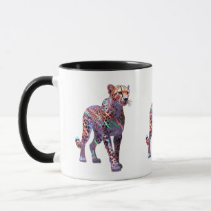 Neon Glas Cheetah Kunst – Kleurrijke Energie Snelh Mok