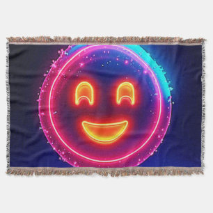 Neon Glimlach: Helder Gelukkig Glow-ontwerp Deken