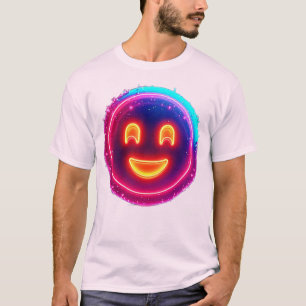 Neon Glimlach: Helder Gelukkig Glow-ontwerp T-shirt
