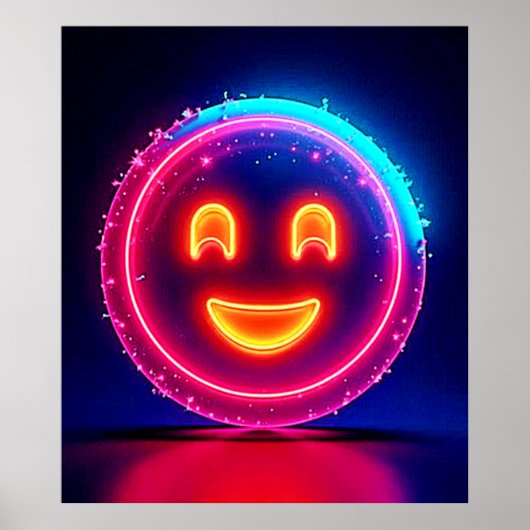 Neon Glimlach: Helder Gelukkig Schitterend Ontwerp Poster (Voorkant)