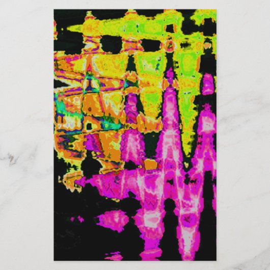 Neon Glitch Abstracte kunst Poster Print Briefpapier (Voorkant)