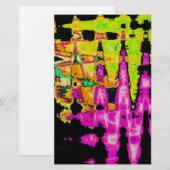Neon Glitch Abstracte kunst Poster Print Briefpapier (Voorkant / Achterkant)