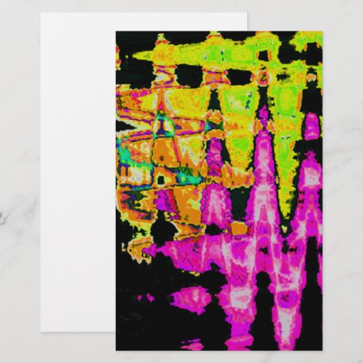 Neon Glitch Abstracte kunst Poster Print Briefpapier (Voorkant / Achterkant)